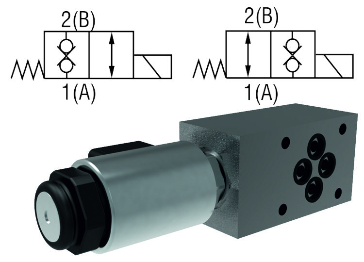 2/2 Directional Valves, Solenoid Operated, Poppet Type, Blocking, Modular Design