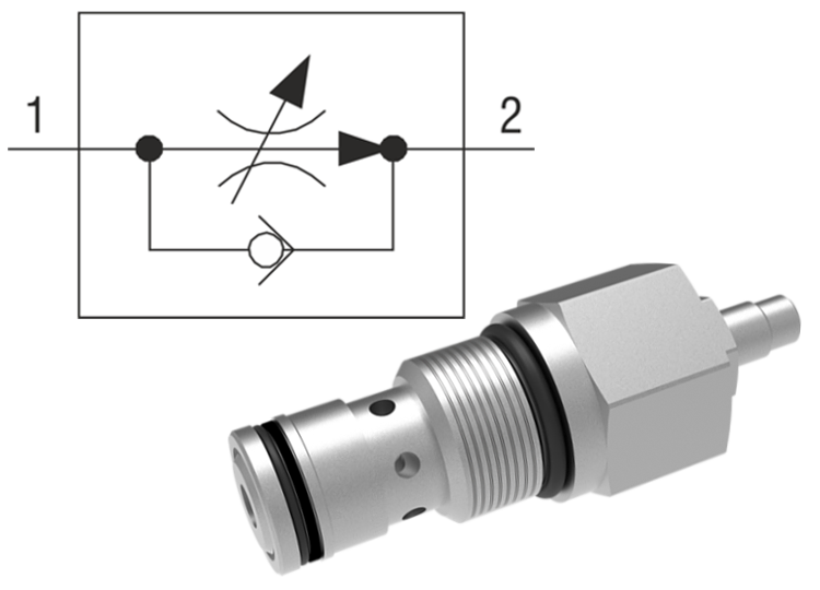 2 Way Flow Regulators with Reverse Flow Check, Cartridge
