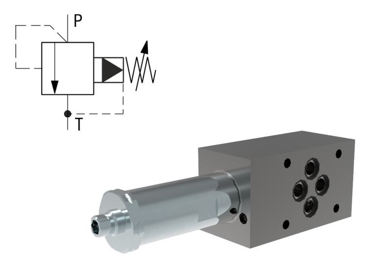 Pressure Relief Valves, Spool Type, Pilot Operated, Modular Design