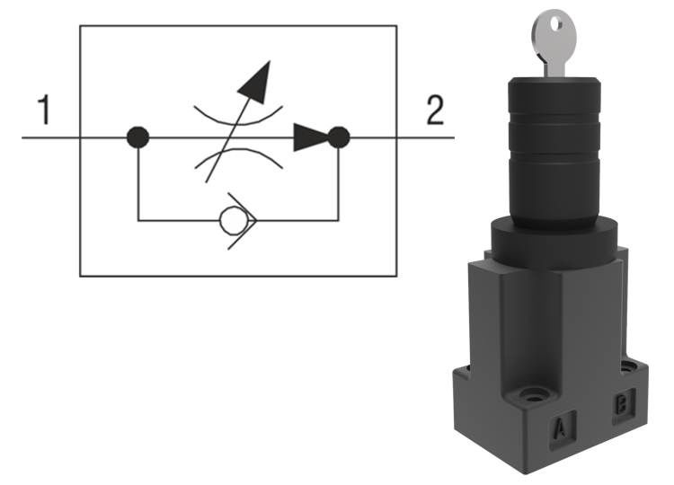 2 Way Flow Regulators with Reverse Flow Check, Modular Design and Subplate Mounted